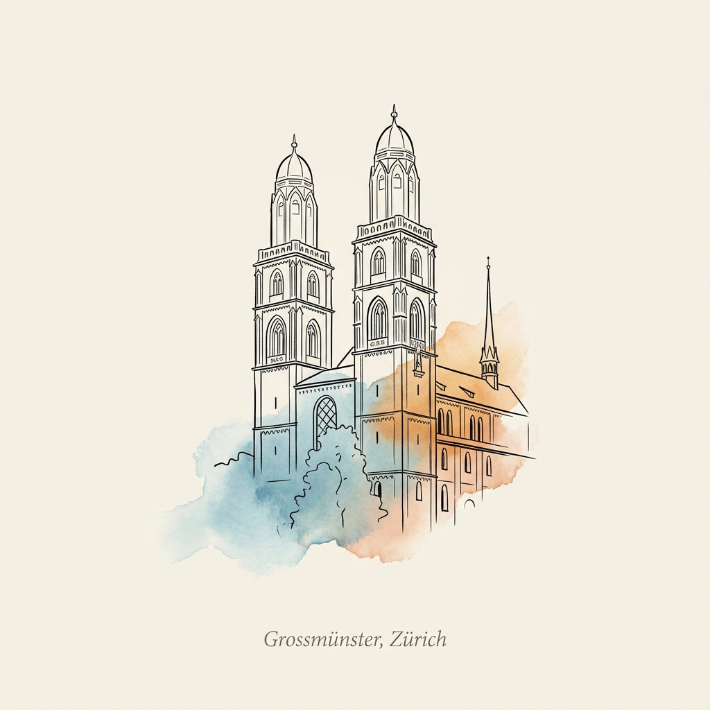 Artistic sketch of Zürich
